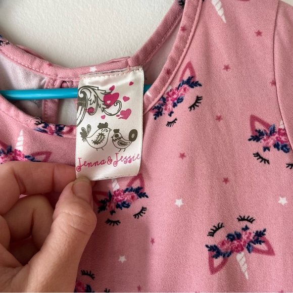 Jenna & Jessie Pink Unicorn Dress 3T (fits Like 4T) Toddler Girls Twirl Dress - Picture 3 of 13